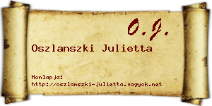 Oszlanszki Julietta névjegykártya
